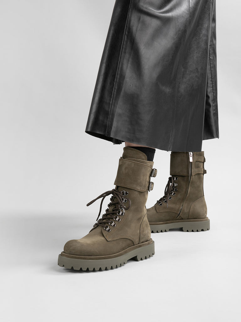 WISAL 037 - Green Nubuck Lace Up Boots