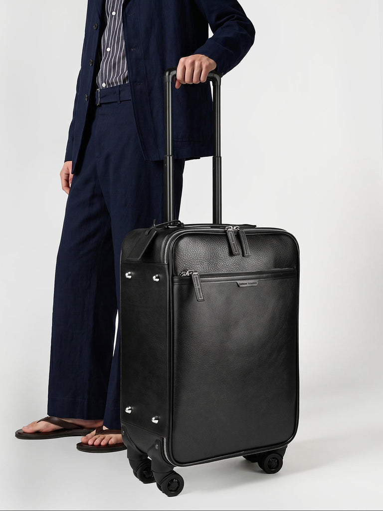 GULLIVER 001 - Black Leather Suitcase-hover