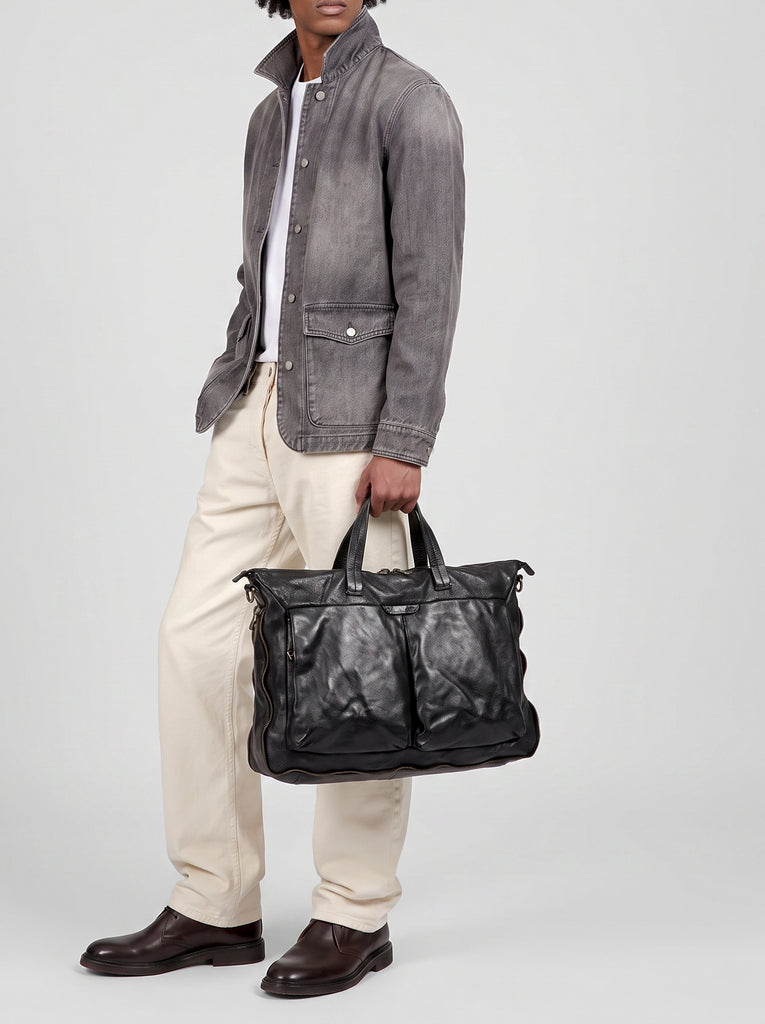 HELMET 046 - Black Leather Briefcase