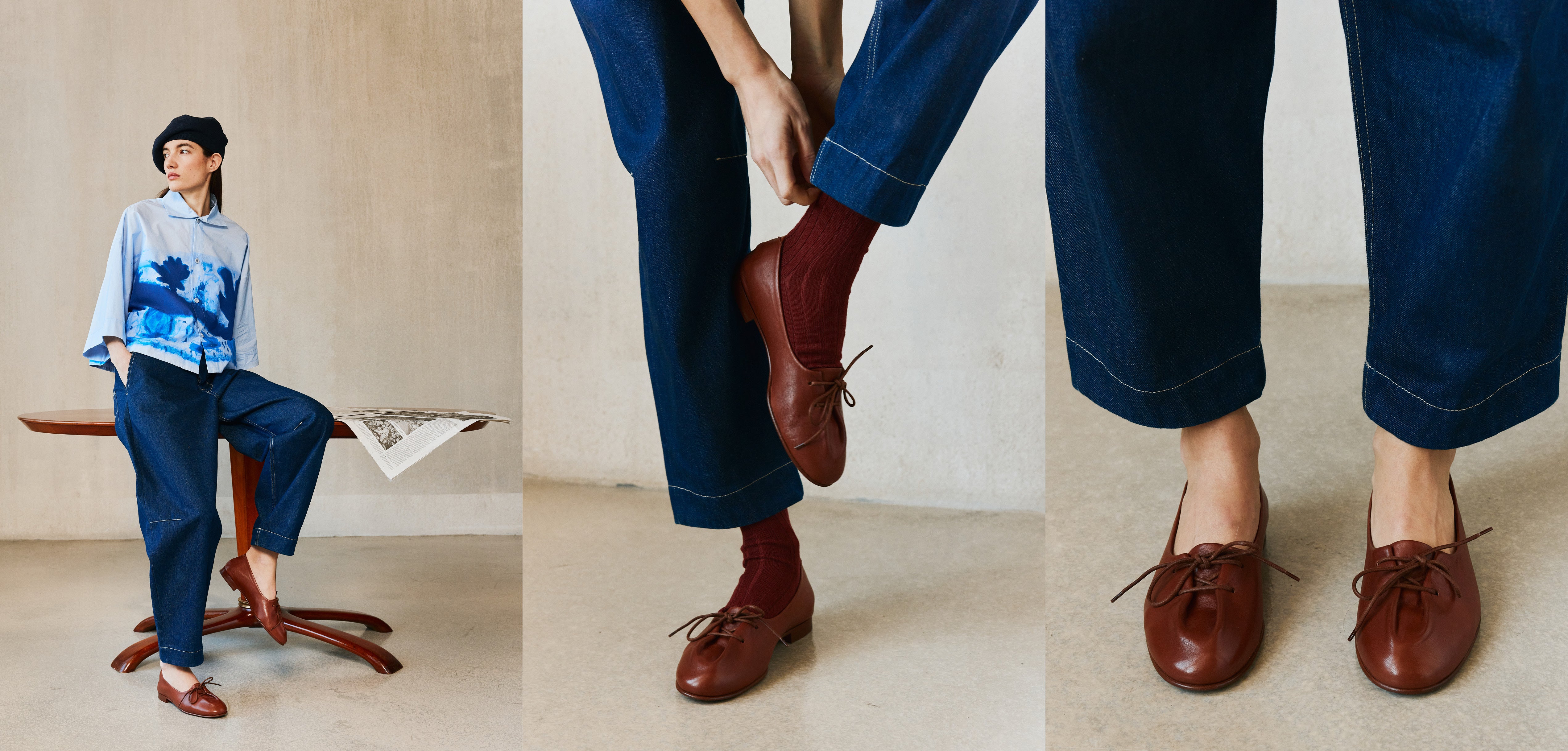 Officine Creative - Women's brown leather ballerinas
