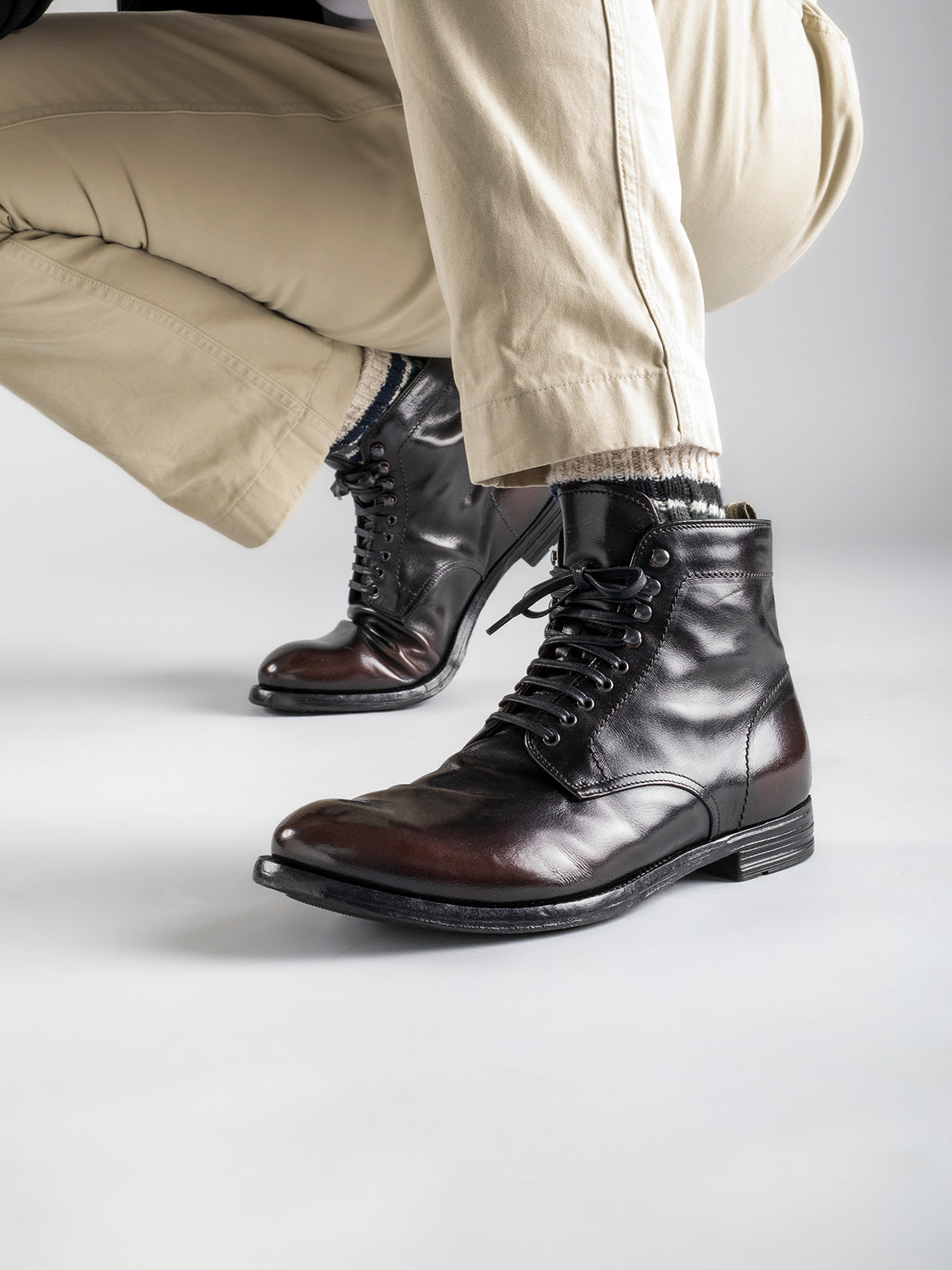 Men's Brown Leather Boots ANATOMIA 013 – Officine Creative