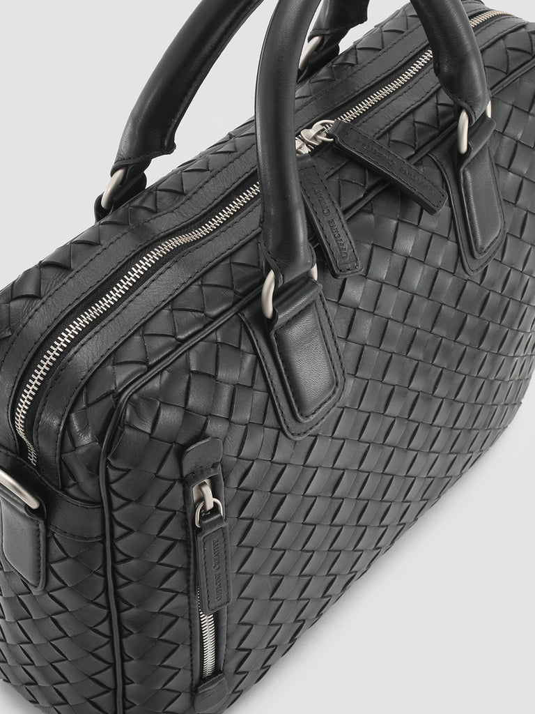 ARMOR 011 - Black Woven Leather Bag