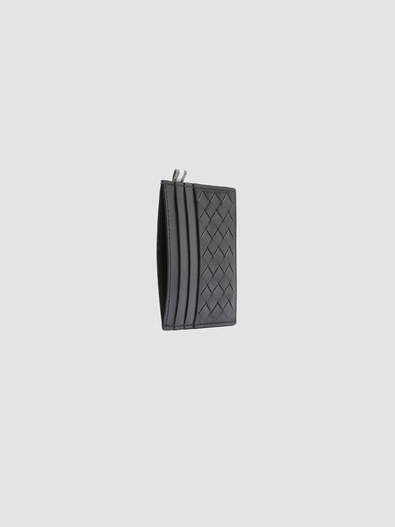 BOUDIN 122 - Black Woven Leather Card Holder