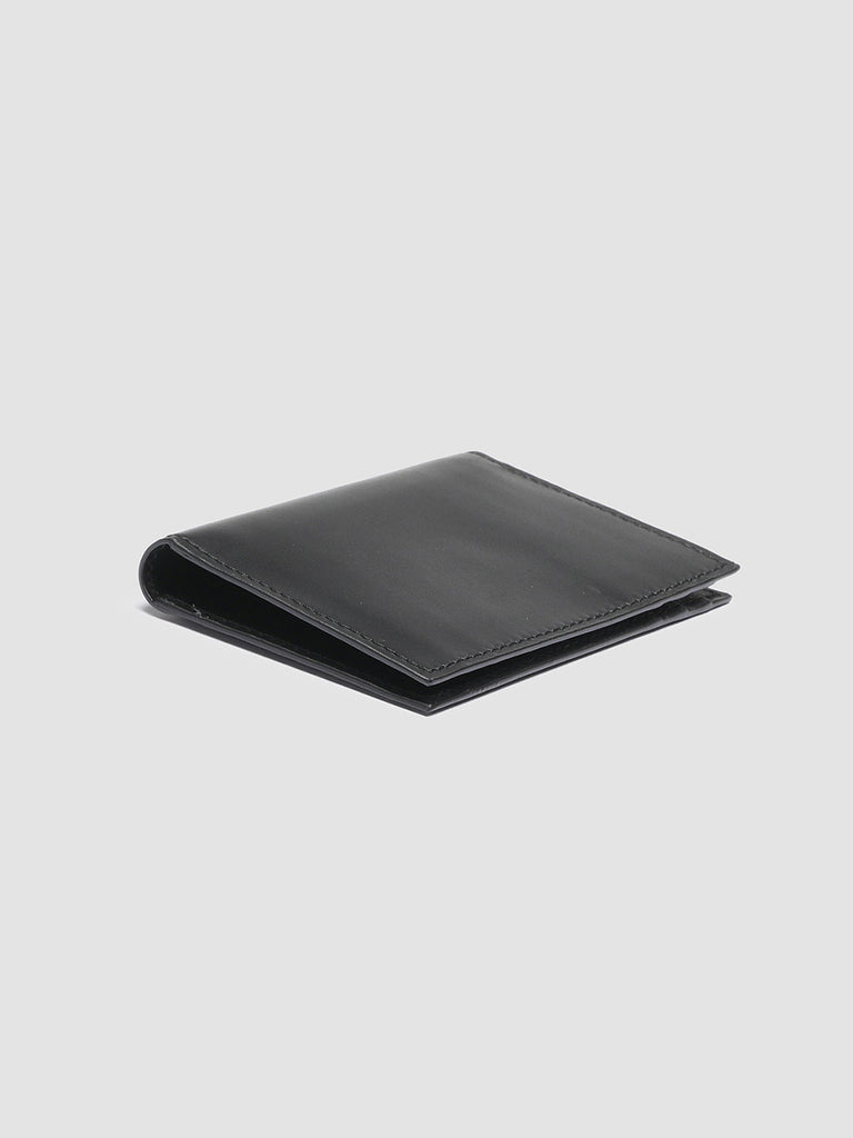 French Chèvre Bifold Leather Wallet in Black No Personalization