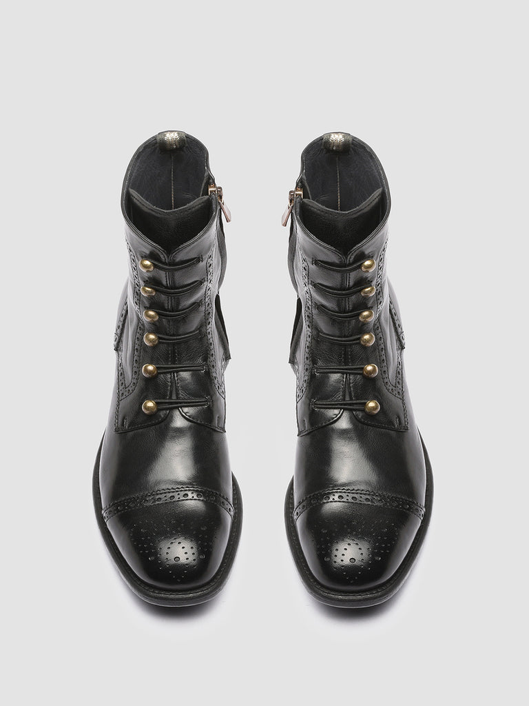 CALIXTE 023 - Black Leather Brogue Ankle Boots