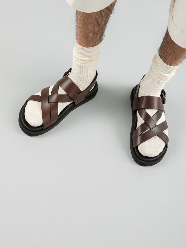 CHARRAT 002 - Brown Leather Sandals Men Officine Creative - 2