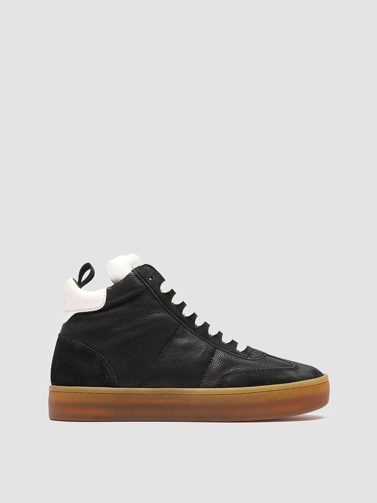 KOMBINED 102 - Black Leather Sneakers Latex Sole