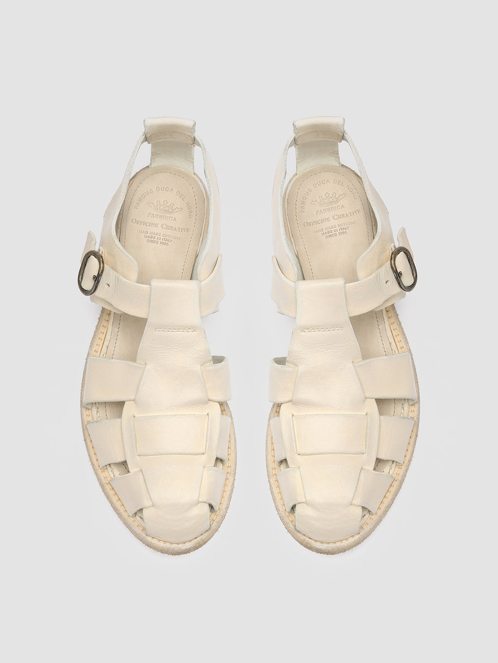 LEXIKON 536 - White Leather Sandals Women Officine Creative - 2