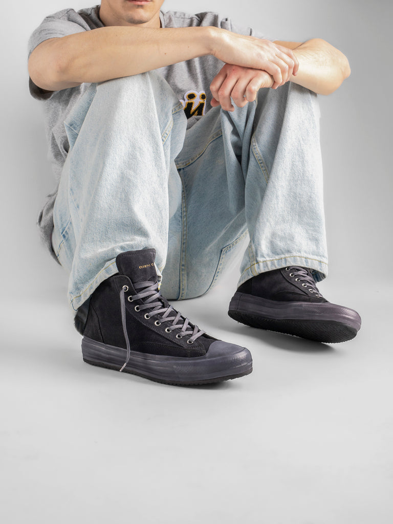 MES 011 - Black Suede High Top Sneakers Men Officine Creative - 1