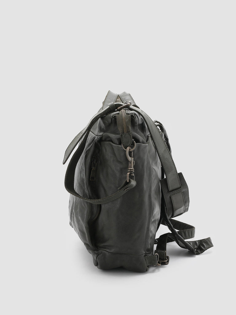 HELMET 036 - Green Leather Backpack