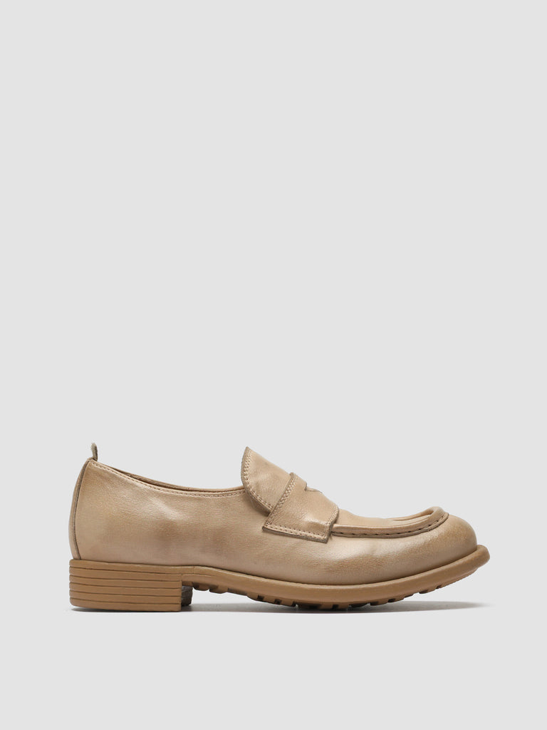 CALIXTE 020 - Taupe Leather Penny Loafers