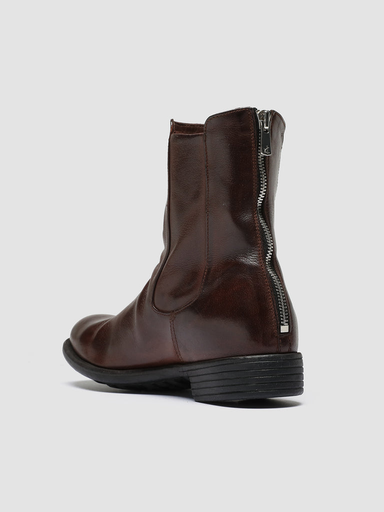 CALIXTE 049 - Brown Leather Zip Boots women Officine Creative - 4