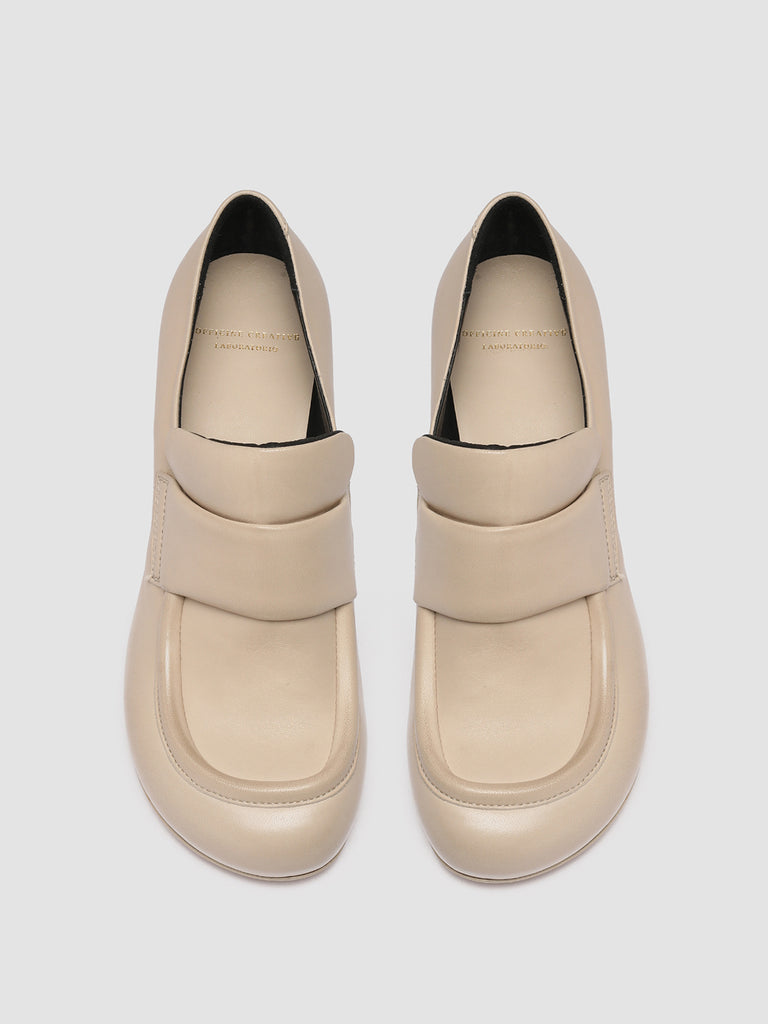 ETHEL 001 - White Leather Penny Loafers