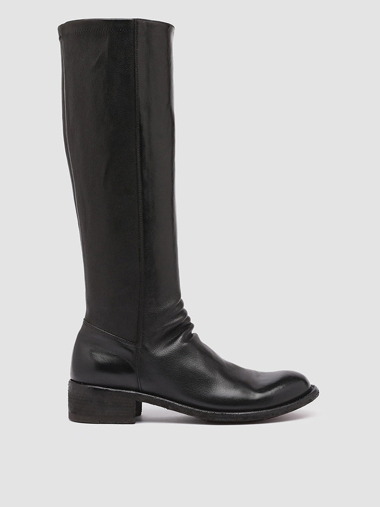 LISON 035 - Schwarze Stretch-Lederstiefel