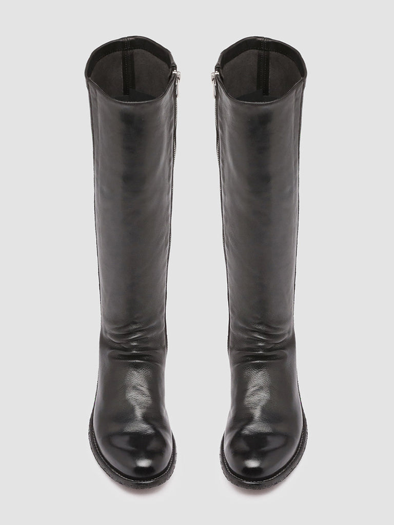 LISON 035 - Schwarze Stretch-Lederstiefel