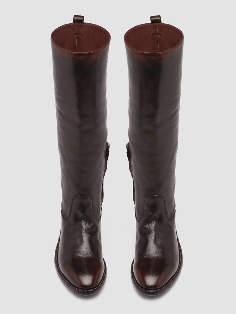 SELINE 013 - Brown Zipped Leather Boots