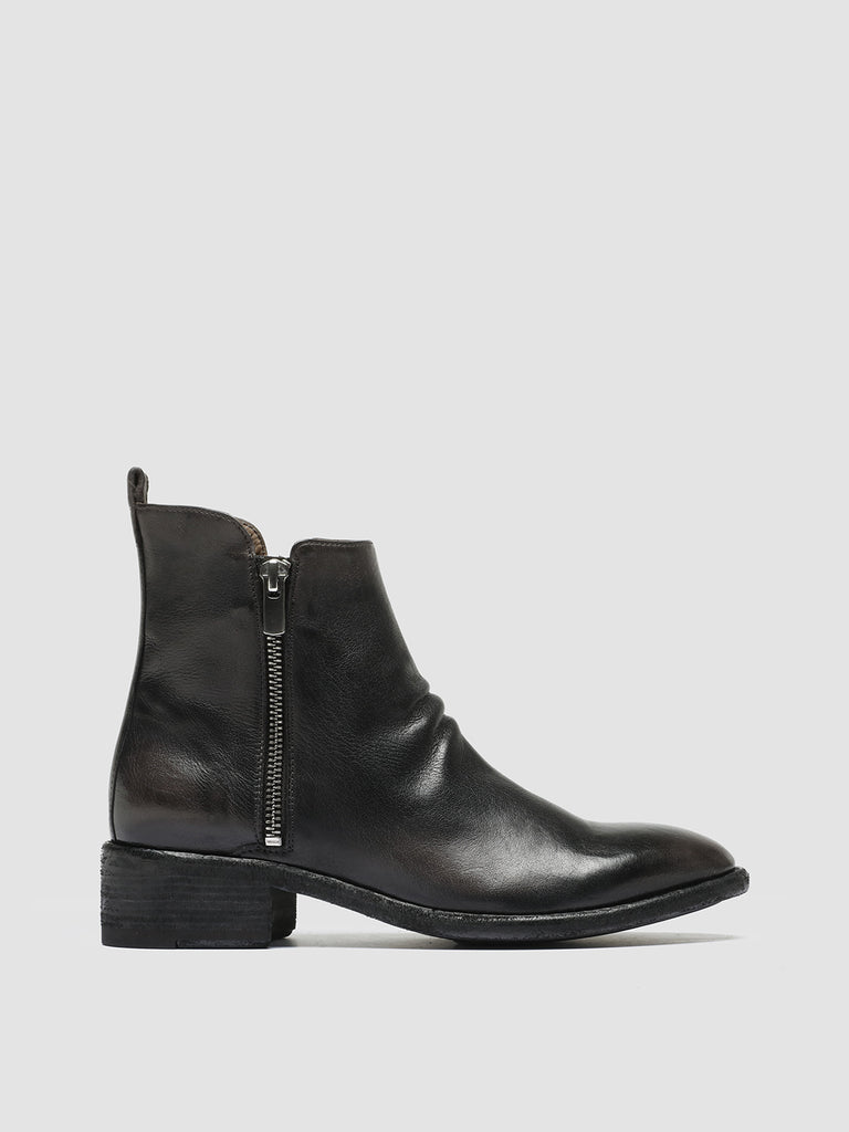 SELINE 031 - Black Leather Zip Boots