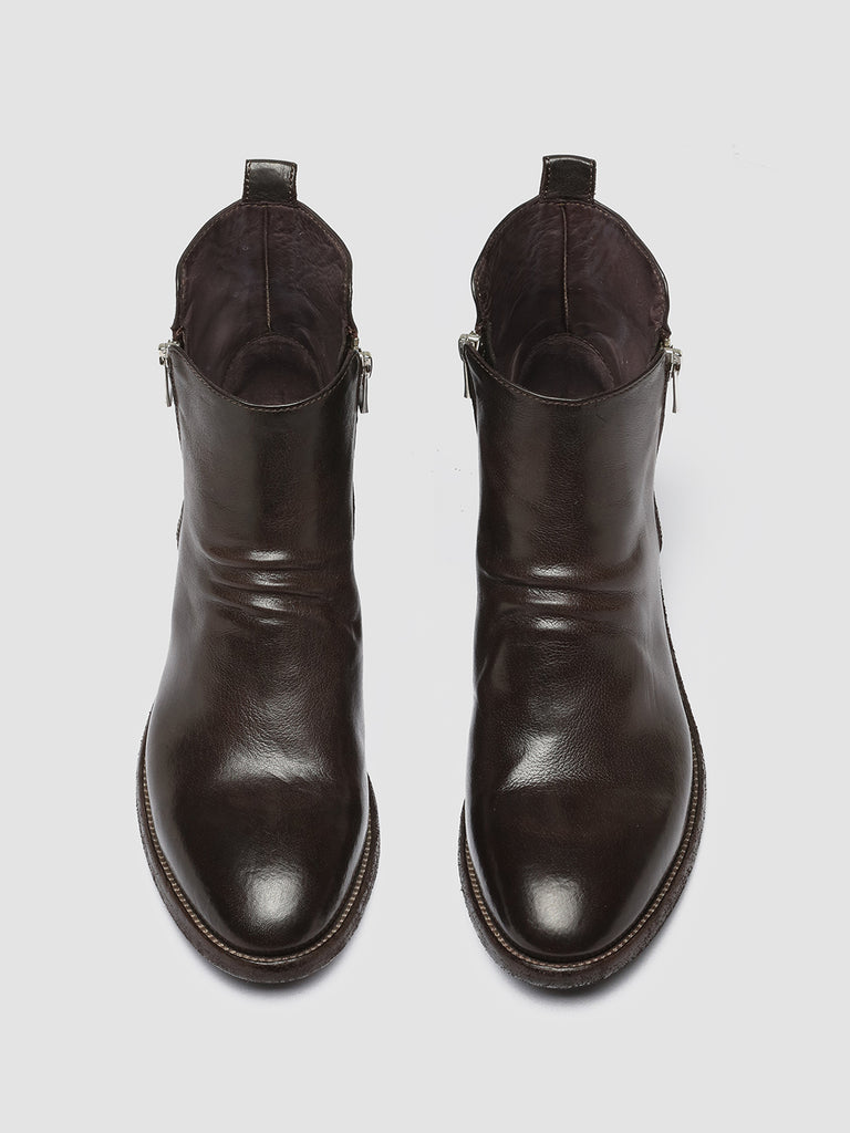 SELINE 031 - Burgundy Leather Zip Boots
