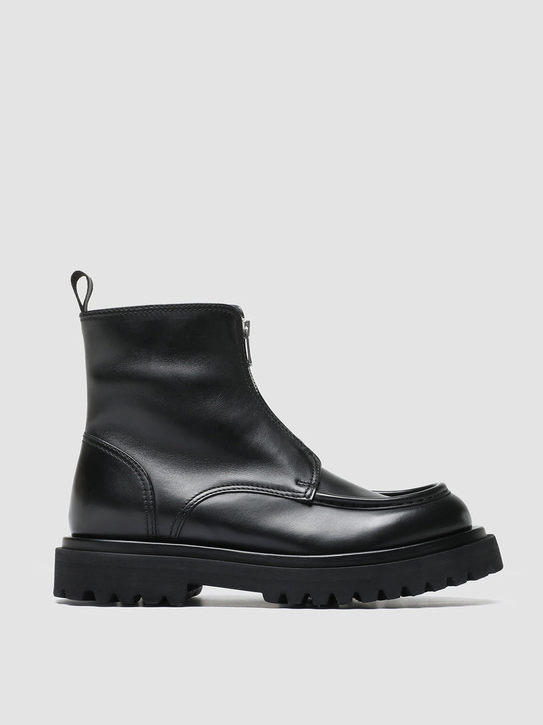 WISAL 033 - Black Leather Zip Boots