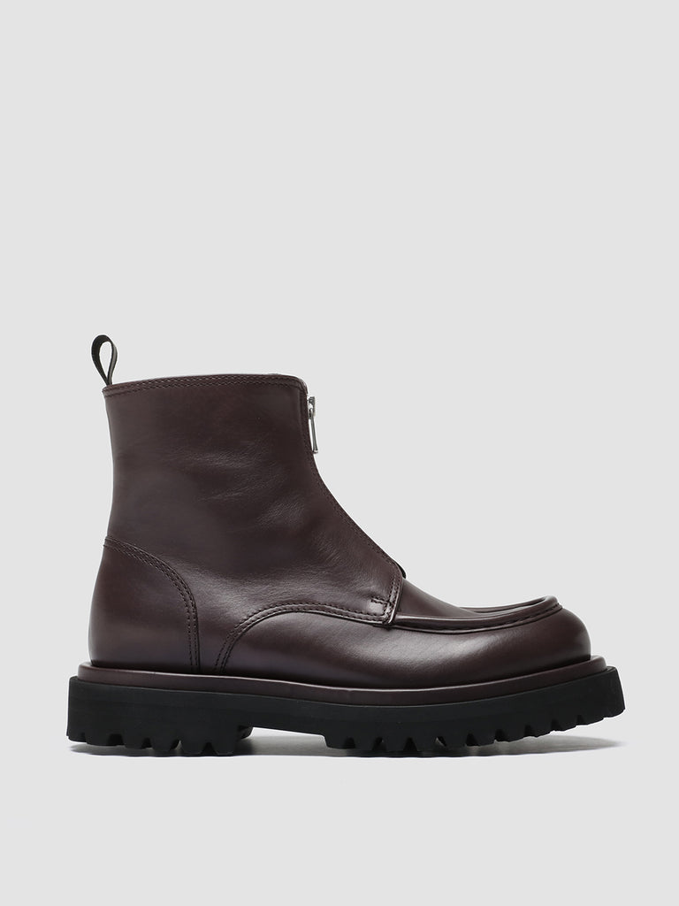 WISAL 033 - Burgundy Leather Zip Boots