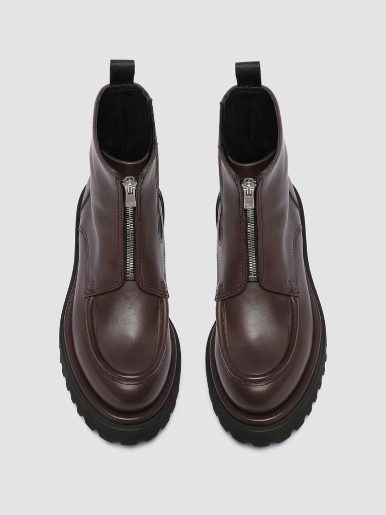 WISAL 033 - Burgundy Leather Zip Boots