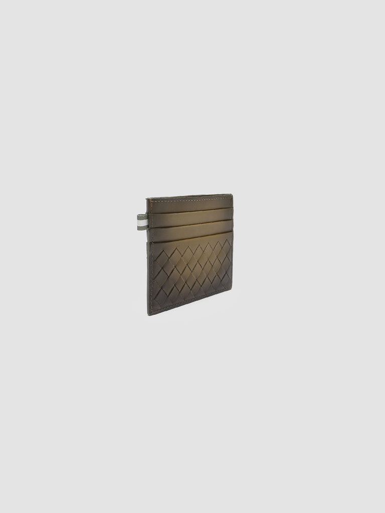 BOUDIN 122 - Green Woven Leather card holder