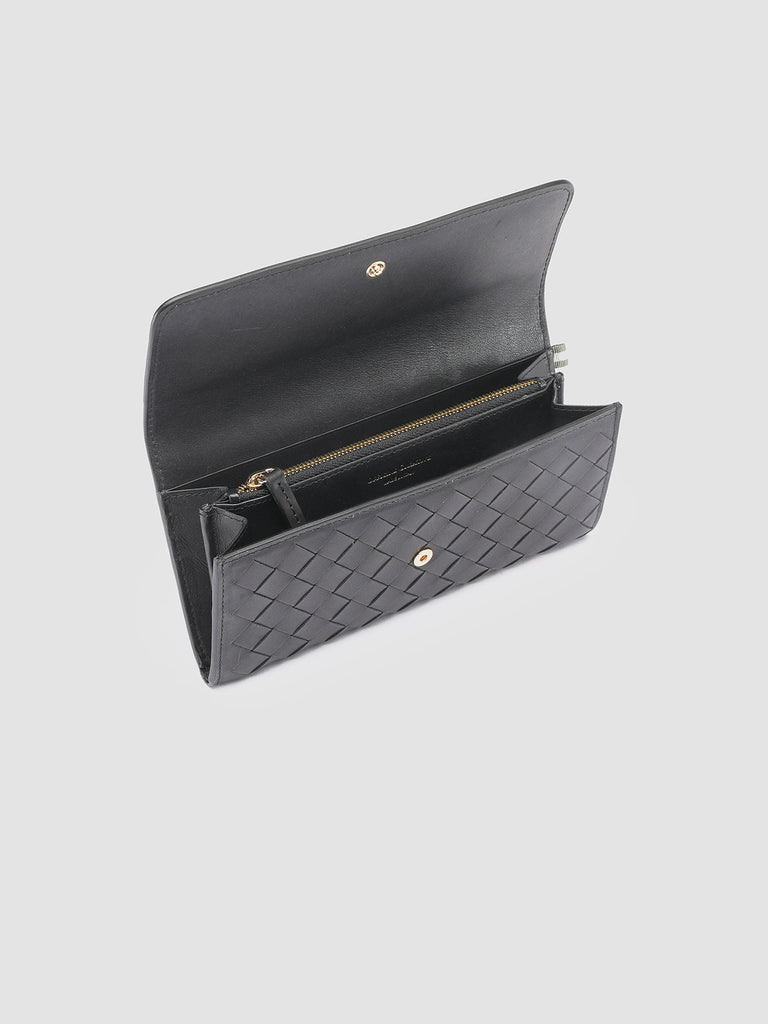 POCHE 109 - Black Woven Leather wallet
