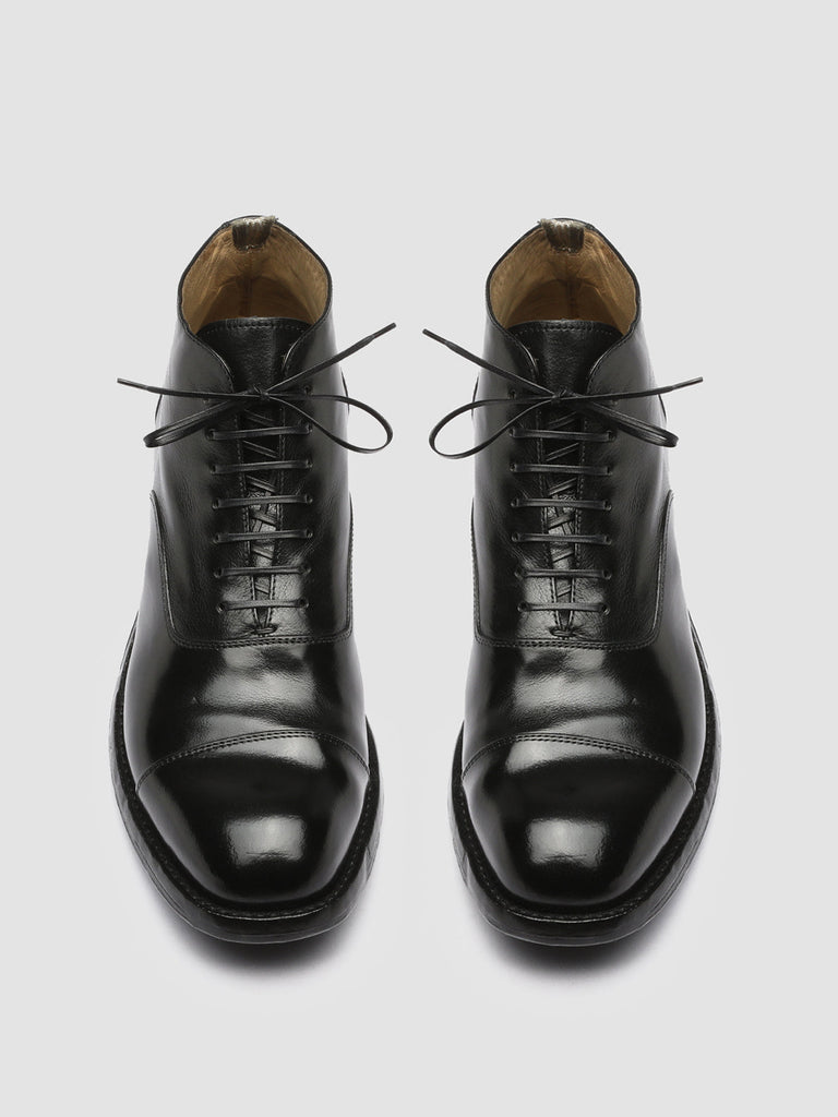 BALANCE 009 - Black Leather Lace Up Ankle Boots
