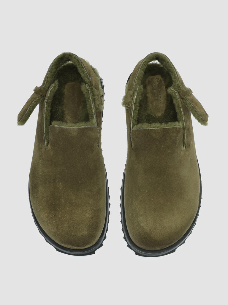 INTROSPECTUS 004 - Green Suede Back Strap Sandals