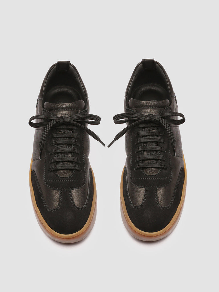KOMBINED 001 - Black Leather Sneakers Latex Sole