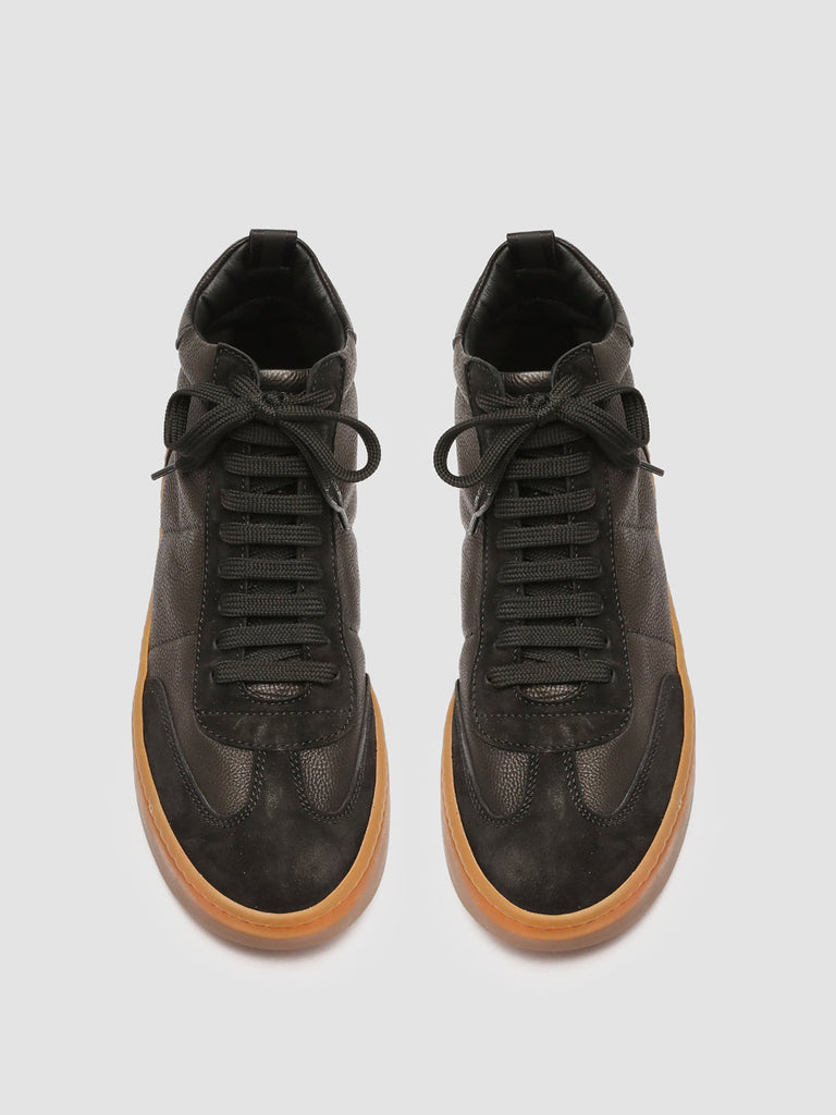 KOMBINED 002 - Black Leather Sneakers Latex Sole