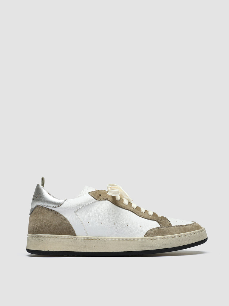 MAGIC 001 - White Leather and Suede Low Top Sneakers