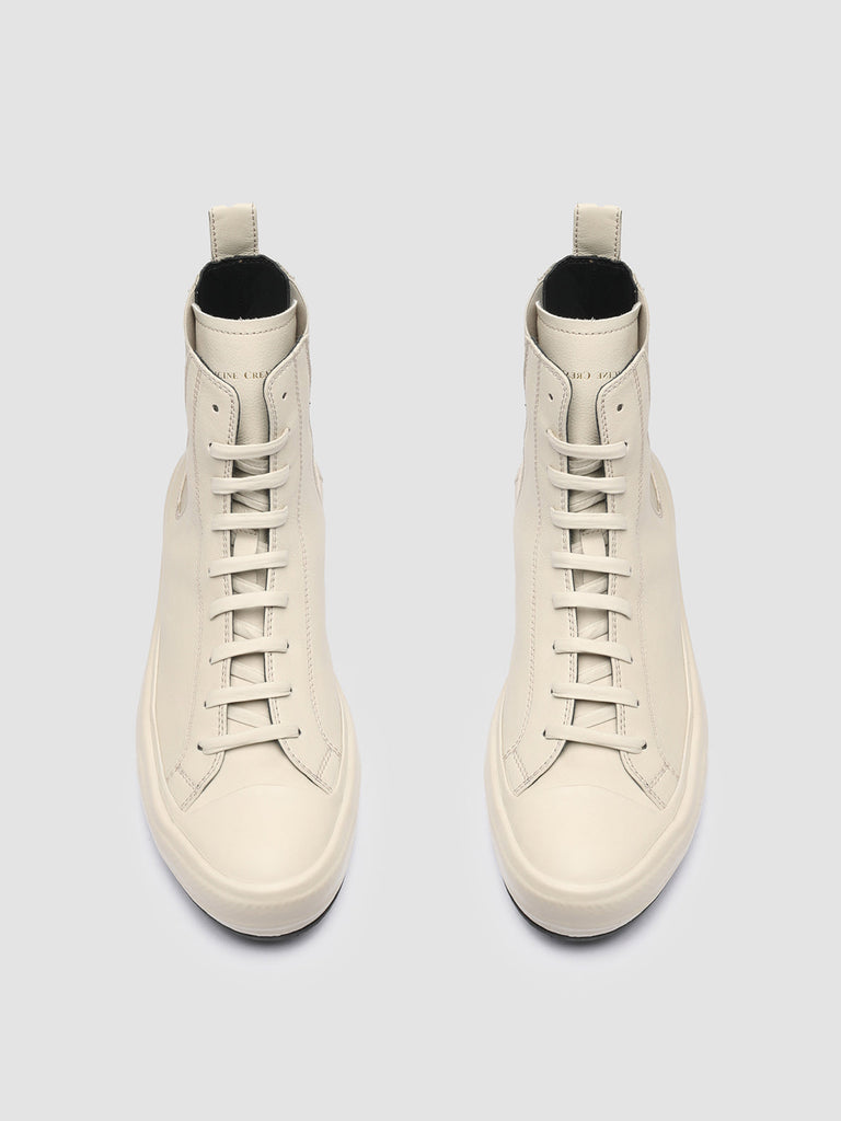MES 008 - Taupe Leather High-Top Sneakers