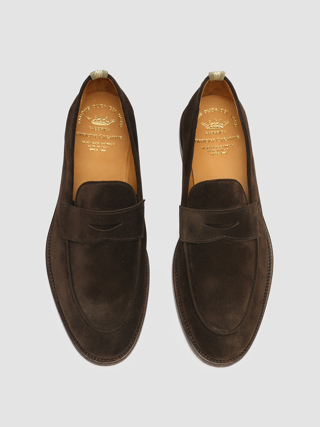 OPERA 001 - Dark Brown Suede Penny Loafers  Men Officine Creative - 2