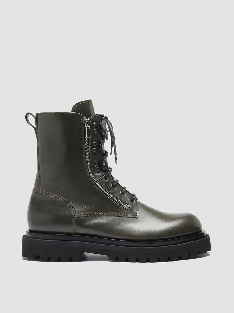 ULTIMATE 003 - Green Leather Combat Boots