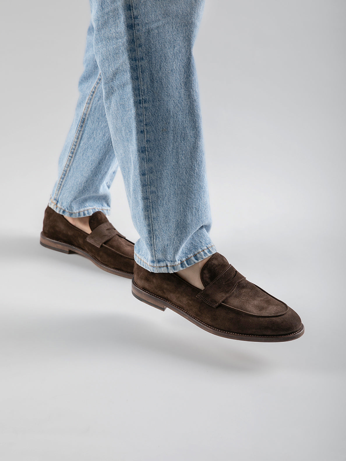 Men's Brown Suede Penny Loafers: OPERA 001 Officine Creative Men's Brown Suede Penny Loafers: OPERA 001 Officine Creative