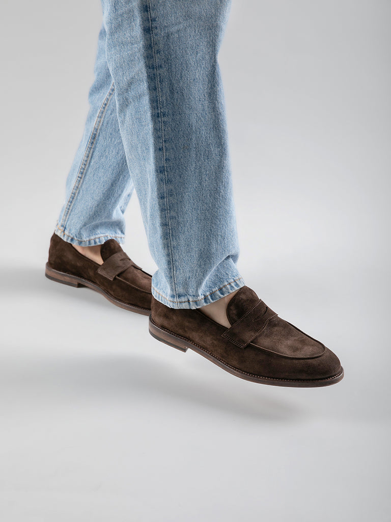 OPERA 001 - Brown Suede Penny Loafers Men Officine Creative - 1