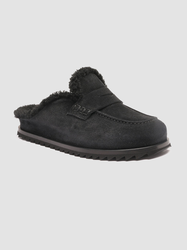 PELAGIE D’HIVER 007 - Black Suede and Shearling Mules Women Officine Creative - 3