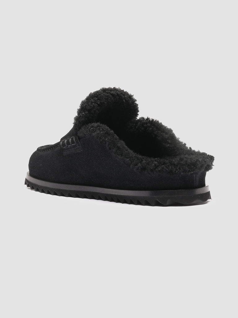 PELAGIE D’HIVER 007 - Black Suede and Shearling Mules Women Officine Creative - 4