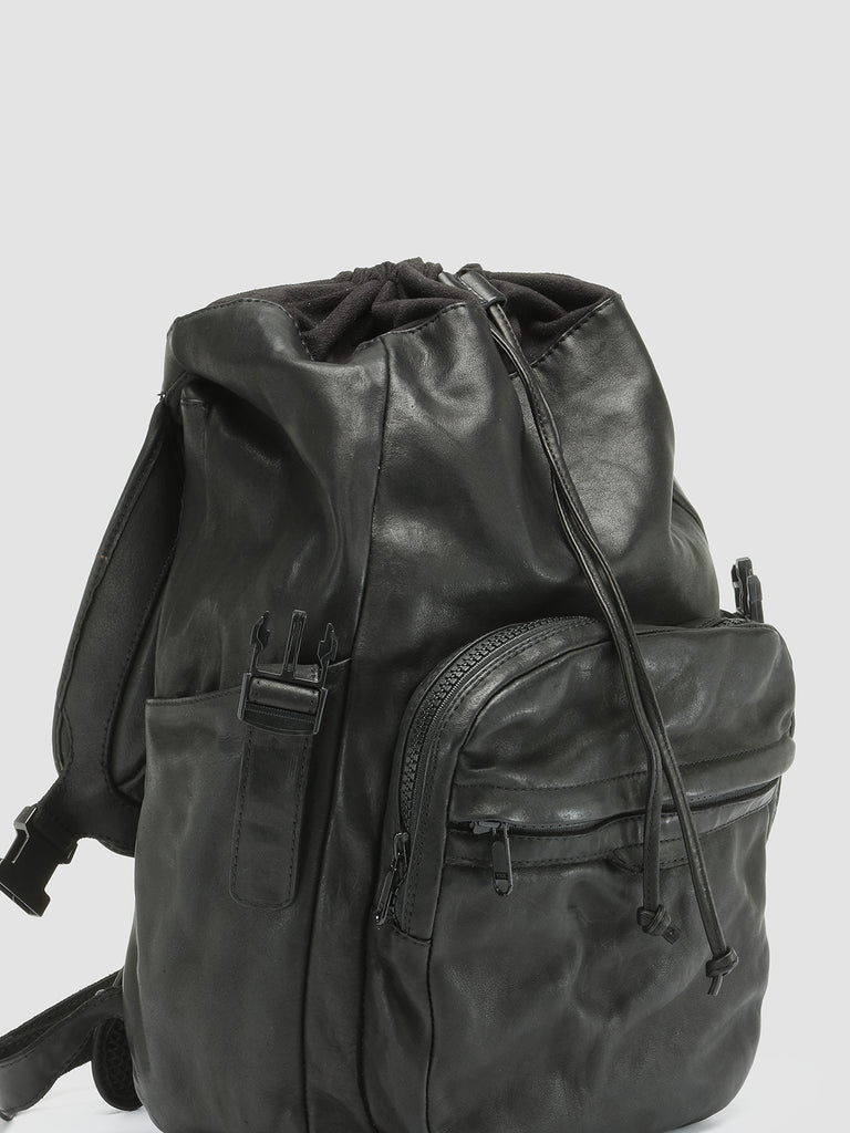 Black Faux Leather Backpack Men's Black