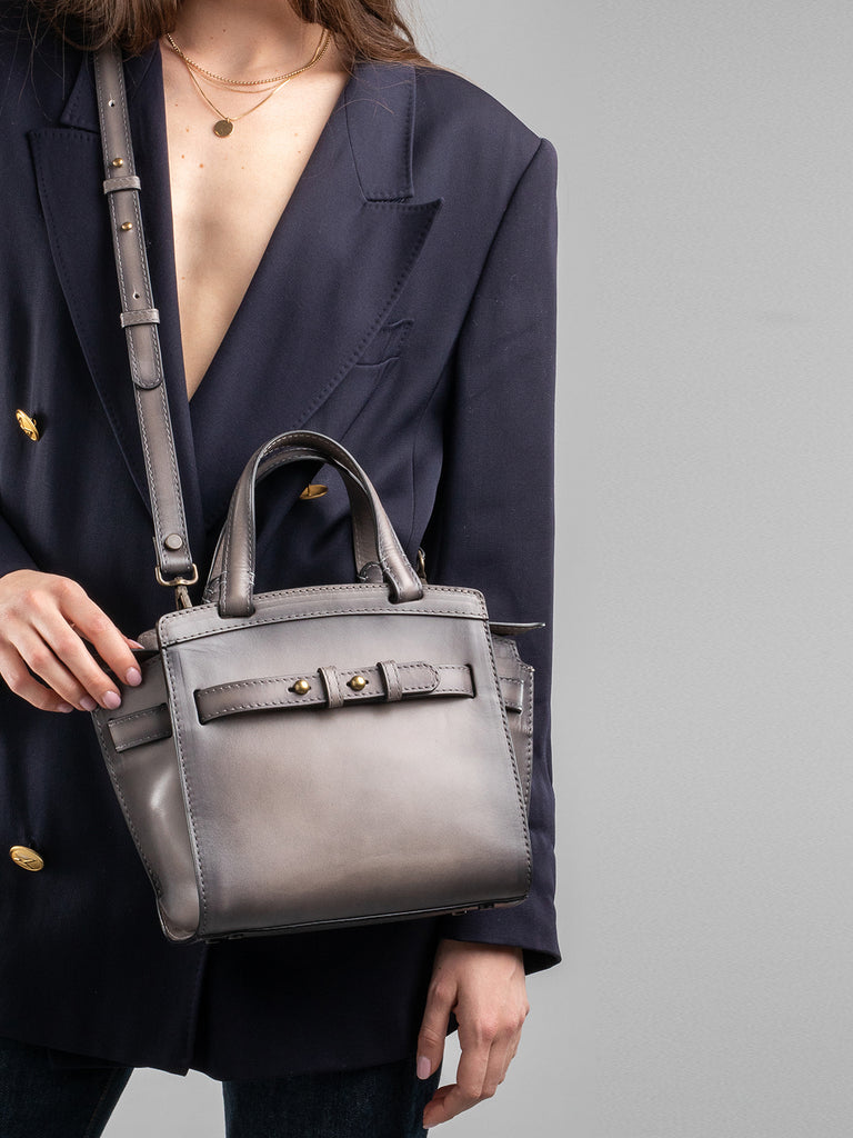 SADDLE 009 - Grey Leather Hand Bag  Officine Creative - 6