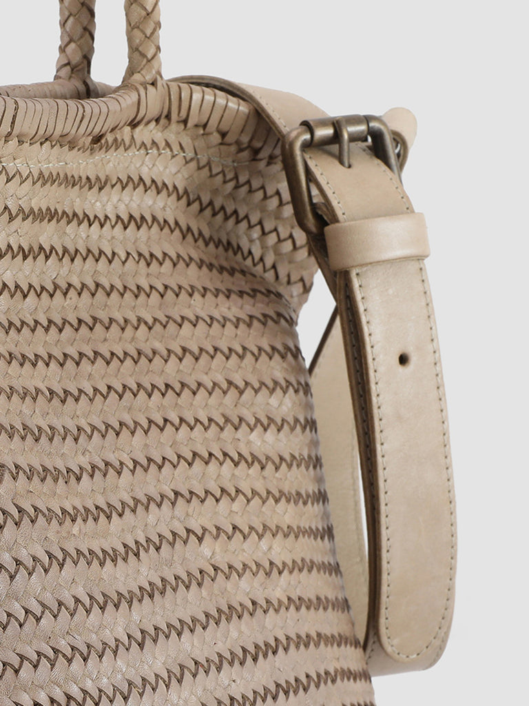 SUSAN 01 Woven - Taupe Leather tote bag