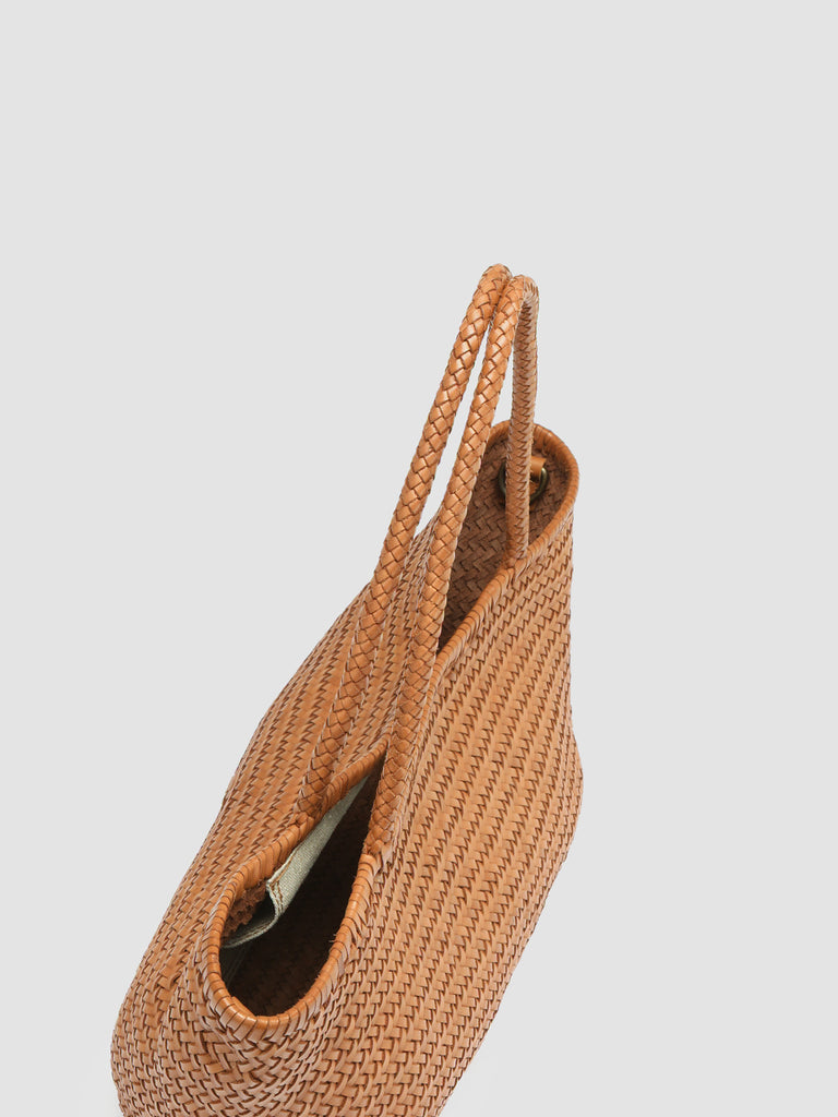 Brown Woven Leather Tote Bag