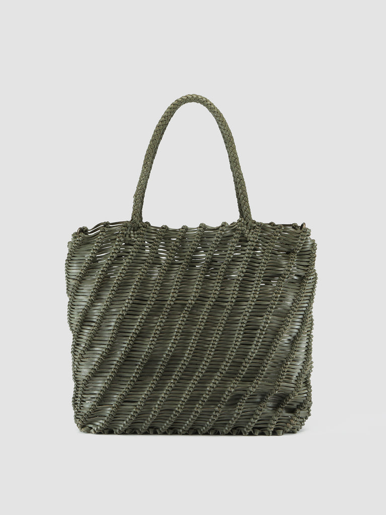 SUSAN 02 Spiral - Green Leather Tote Bag