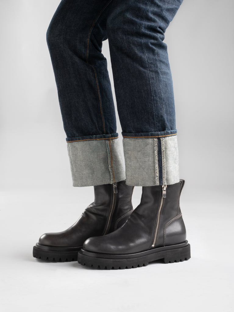 ULTIMATT 006 - Black Leather Ankle Boots Women Officine Creative - 6