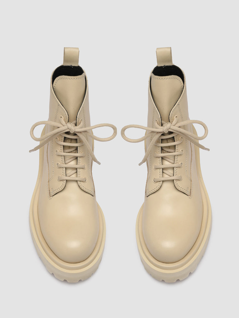 WISAL 021 - Ivory Leather Ankle Boots